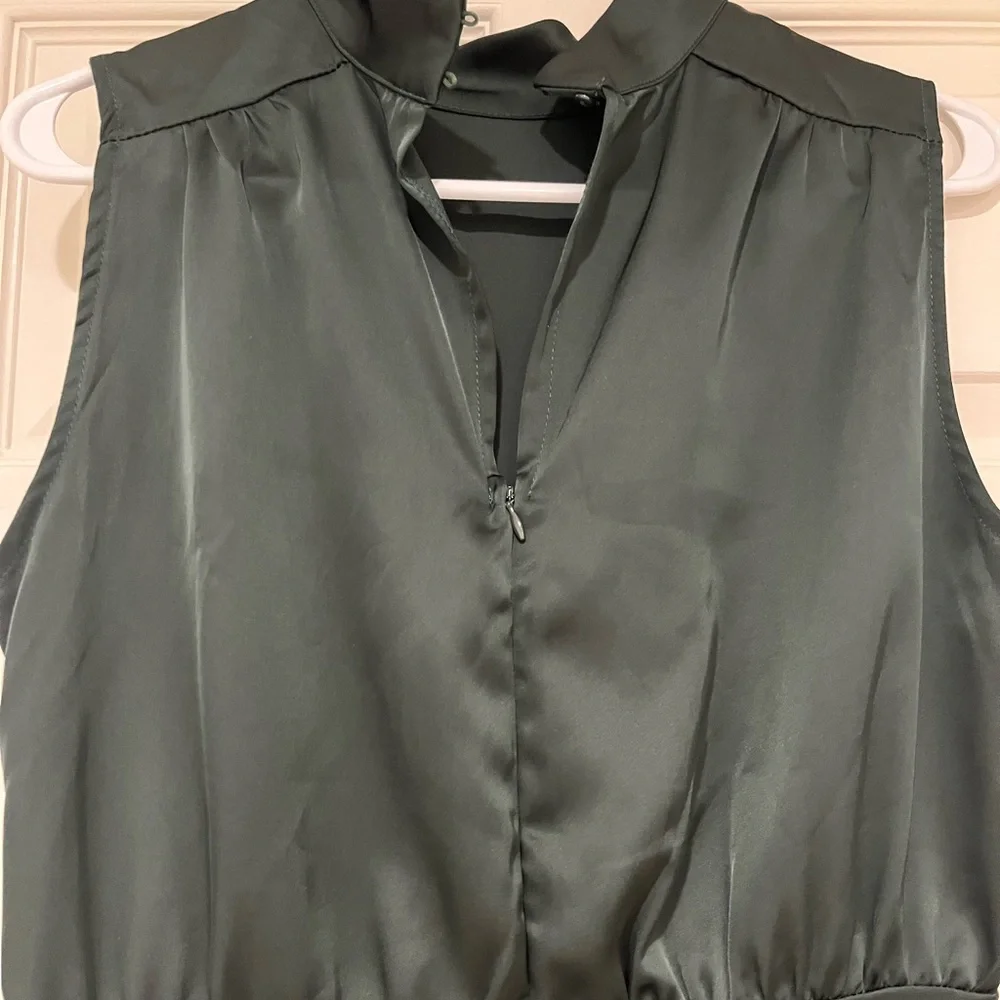 Lulu's Emerald Green Chiffon Sleeveless Mock NeckMaxi Dress - Picture 7 of 10